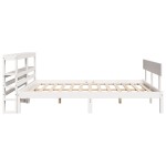 vidaXL Cadru de pat fără saltea, alb, 140x190 cm, lemn masiv de pin