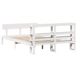 vidaXL Cadru de pat fără saltea, alb, 140x190 cm, lemn masiv de pin