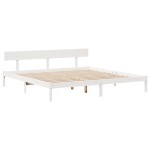 vidaXL Cadru de pat fără saltea, alb, 200x200 cm, lemn masiv pin