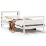 vidaXL Cadru de pat fără saltea, alb, 75x190 cm, lemn masiv de pin
