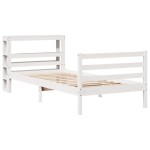 vidaXL Cadru de pat fără saltea, alb, 75x190 cm, lemn masiv de pin