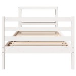 vidaXL Cadru de pat fără saltea, alb, 75x190 cm, lemn masiv de pin