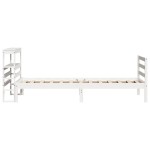 vidaXL Cadru de pat fără saltea, alb, 75x190 cm, lemn masiv de pin