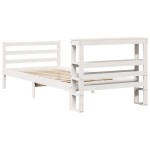 vidaXL Cadru de pat fără saltea, alb, 75x190 cm, lemn masiv de pin