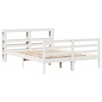 vidaXL Cadru de pat fără saltea, alb, 120x190 cm, lemn masiv pin