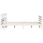 vidaXL Cadru de pat fără saltea, alb, 135x190 cm, lemn masiv de pin