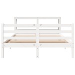vidaXL Cadru de pat fără saltea, alb, 140x190 cm, lemn masiv de pin vidaXL Cadru de pat fără saltea, alb, 140x190 cm, lemn masiv de pin