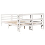 vidaXL Cadru de pat fără saltea, alb, 140x190 cm, lemn masiv de pin vidaXL Cadru de pat fără saltea, alb, 140x190 cm, lemn masiv de pin