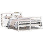 vidaXL Cadru de pat fără saltea, alb, 120x200 cm, lemn masiv pin vidaXL Cadru de pat fără saltea, alb, 120x200 cm, lemn masiv pin