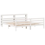 vidaXL Cadru de pat fără saltea, alb, 200x200 cm, lemn masiv pin