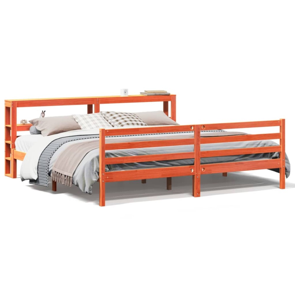 vidaXL Cadru de pat fără saltea, maro ceruit 200x200 cm lemn masiv pin