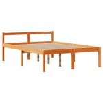vidaXL Cadru de pat cu tăblie, maro ceruit, 135x190 cm, lemn masiv pin vidaXL Cadru de pat cu tăblie, maro ceruit, 135x190 cm, lemn masiv pin