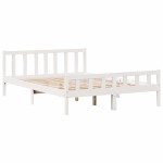 vidaXL Cadru de pat fără saltea, alb, 150x200 cm, lemn masiv pin vidaXL Cadru de pat fără saltea, alb, 150x200 cm, lemn masiv pin