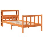vidaXL Cadru de pat cu tăblie, maro ceruit, 75x190 cm, lemn masiv pin vidaXL Cadru de pat cu tăblie, maro ceruit, 75x190 cm, lemn masiv pin