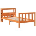 vidaXL Cadru de pat cu tăblie, maro ceruit, 90x190 cm, lemn masiv pin vidaXL Cadru de pat cu tăblie, maro ceruit, 90x190 cm, lemn masiv pin