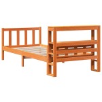 vidaXL Cadru de pat cu tăblie, maro ceruit, 90x190 cm, lemn masiv pin vidaXL Cadru de pat cu tăblie, maro ceruit, 90x190 cm, lemn masiv pin