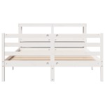 vidaXL Cadru de pat cu tăblie, alb, 135x190 cm, lemn masiv de pin vidaXL Cadru de pat cu tăblie, alb, 135x190 cm, lemn masiv de pin