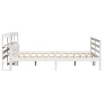 vidaXL Cadru de pat cu tăblie, alb, 135x190 cm, lemn masiv de pin vidaXL Cadru de pat cu tăblie, alb, 135x190 cm, lemn masiv de pin