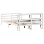 vidaXL Cadru de pat cu tăblie, alb, 135x190 cm, lemn masiv de pin vidaXL Cadru de pat cu tăblie, alb, 135x190 cm, lemn masiv de pin