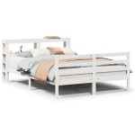vidaXL Cadru de pat cu tăblie, alb, 150x200 cm lemn masiv pin vidaXL Cadru de pat cu tăblie, alb, 150x200 cm lemn masiv pin