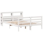 vidaXL Cadru de pat cu tăblie, alb, 150x200 cm lemn masiv pin vidaXL Cadru de pat cu tăblie, alb, 150x200 cm lemn masiv pin