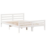 vidaXL Cadru de pat cu tăblie, alb, 150x200 cm lemn masiv pin vidaXL Cadru de pat cu tăblie, alb, 150x200 cm lemn masiv pin