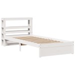 vidaXL Cadru de pat cu tăblie, alb, 75x190 cm, lemn masiv de pin vidaXL Cadru de pat cu tăblie, alb, 75x190 cm, lemn masiv de pin