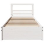 vidaXL Cadru de pat cu tăblie, alb, 75x190 cm, lemn masiv de pin vidaXL Cadru de pat cu tăblie, alb, 75x190 cm, lemn masiv de pin