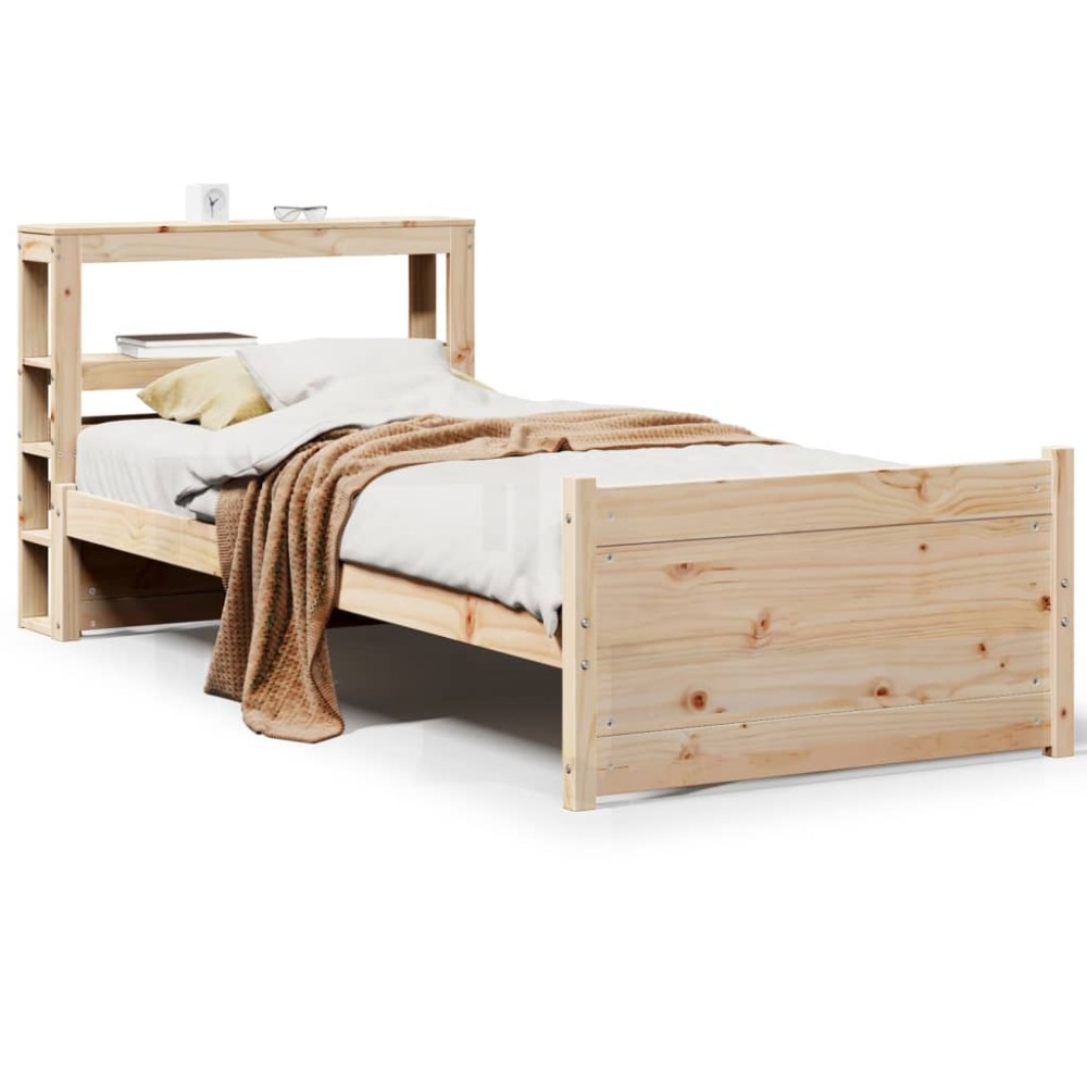vidaXL Cadru de pat cu tăblie, 75x190 cm, lemn masiv de pin