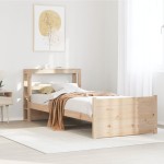 vidaXL Cadru de pat cu tăblie, 75x190 cm, lemn masiv de pin vidaXL Cadru de pat cu tăblie, 75x190 cm, lemn masiv de pin