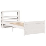 vidaXL Cadru de pat cu tăblie, alb, 75x190 cm, lemn masiv de pin vidaXL Cadru de pat cu tăblie, alb, 75x190 cm, lemn masiv de pin