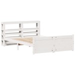 vidaXL Cadru de pat cu tăblie, alb, 135x190 cm, lemn masiv de pin vidaXL Cadru de pat cu tăblie, alb, 135x190 cm, lemn masiv de pin