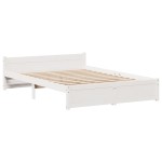 vidaXL Cadru de pat cu tăblie, alb, 135x190 cm, lemn masiv de pin vidaXL Cadru de pat cu tăblie, alb, 135x190 cm, lemn masiv de pin