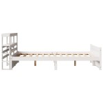 vidaXL Cadru de pat cu tăblie, alb, 135x190 cm, lemn masiv de pin vidaXL Cadru de pat cu tăblie, alb, 135x190 cm, lemn masiv de pin