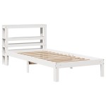 vidaXL Cadru de pat cu tăblie, alb, 75x190 cm, lemn masiv de pin vidaXL Cadru de pat cu tăblie, alb, 75x190 cm, lemn masiv de pin