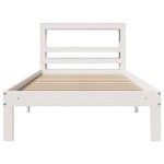 vidaXL Cadru de pat cu tăblie, alb, 75x190 cm, lemn masiv de pin vidaXL Cadru de pat cu tăblie, alb, 75x190 cm, lemn masiv de pin