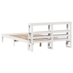 vidaXL Cadru de pat cu tăblie, alb, 135x190 cm, lemn masiv de pin vidaXL Cadru de pat cu tăblie, alb, 135x190 cm, lemn masiv de pin