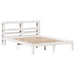 vidaXL Cadru de pat cu tăblie, alb, 150x200 cm lemn masiv pin vidaXL Cadru de pat cu tăblie, alb, 150x200 cm lemn masiv pin