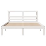 vidaXL Cadru de pat cu tăblie, alb, 150x200 cm lemn masiv pin vidaXL Cadru de pat cu tăblie, alb, 150x200 cm lemn masiv pin