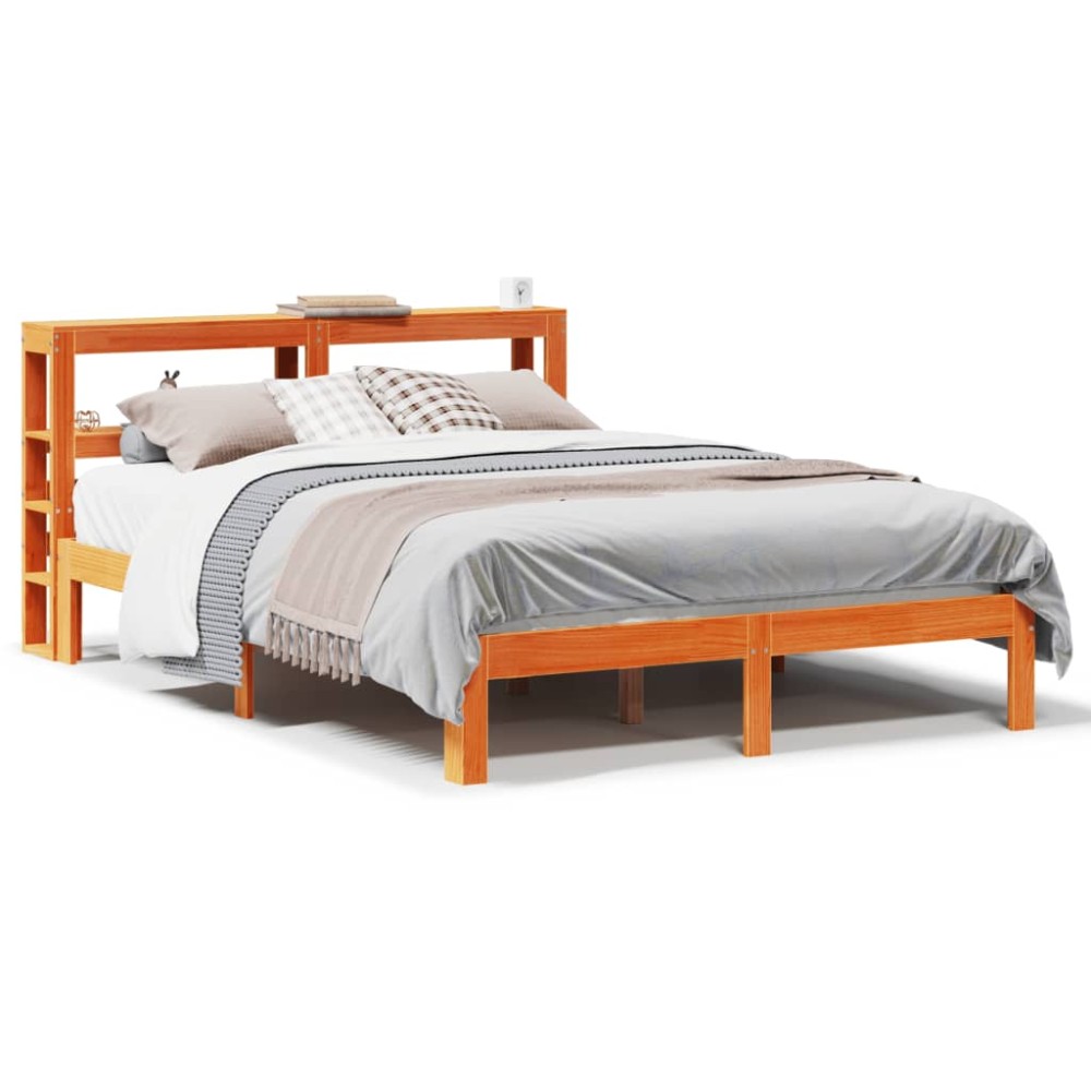 vidaXL Cadru de pat fără saltea, maro ceruit 140x200 cm lemn masiv pin