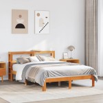 vidaXL Cadru de pat fără saltea, maro ceruit 140x200 cm lemn masiv pin vidaXL Cadru de pat fără saltea, maro ceruit 140x200 cm lemn masiv pin