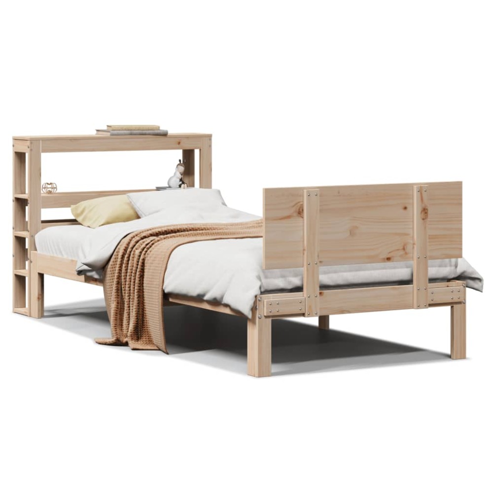 vidaXL Cadru de pat cu tăblie, 75x190 cm, lemn masiv de pin