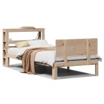 vidaXL Cadru de pat cu tăblie, 75x190 cm, lemn masiv de pin vidaXL Cadru de pat cu tăblie, 75x190 cm, lemn masiv de pin