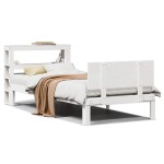 vidaXL Cadru de pat cu tăblie, alb, 75x190 cm, lemn masiv de pin vidaXL Cadru de pat cu tăblie, alb, 75x190 cm, lemn masiv de pin