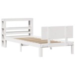 vidaXL Cadru de pat cu tăblie, alb, 75x190 cm, lemn masiv de pin vidaXL Cadru de pat cu tăblie, alb, 75x190 cm, lemn masiv de pin
