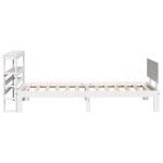 vidaXL Cadru de pat cu tăblie, alb, 75x190 cm, lemn masiv de pin vidaXL Cadru de pat cu tăblie, alb, 75x190 cm, lemn masiv de pin