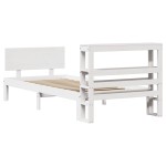 vidaXL Cadru de pat cu tăblie, alb, 75x190 cm, lemn masiv de pin vidaXL Cadru de pat cu tăblie, alb, 75x190 cm, lemn masiv de pin