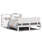 vidaXL Cadru de pat cu tăblie, alb, 120x190 cm, lemn masiv pin vidaXL Cadru de pat cu tăblie, alb, 120x190 cm, lemn masiv pin