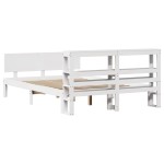vidaXL Cadru de pat cu tăblie, alb, 120x190 cm, lemn masiv pin vidaXL Cadru de pat cu tăblie, alb, 120x190 cm, lemn masiv pin