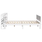 vidaXL Cadru de pat cu tăblie, alb, 135x190 cm, lemn masiv de pin vidaXL Cadru de pat cu tăblie, alb, 135x190 cm, lemn masiv de pin